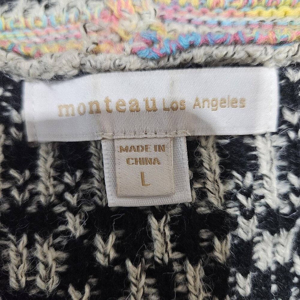 Monteau Sweater Vest Womens Large Hooded Knit Boho Pockets Layering Pullover - Picture 8 of 10